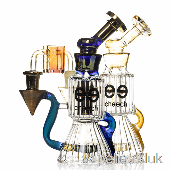 Cheech Glass Diamond Tube Recycler Dab Rig Gold Vape Liquid